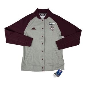 NWT Adidas Climawarm Texas A&M Gray Maroon Hi-Vis‎ Snap Down Jacket Womens Sz M